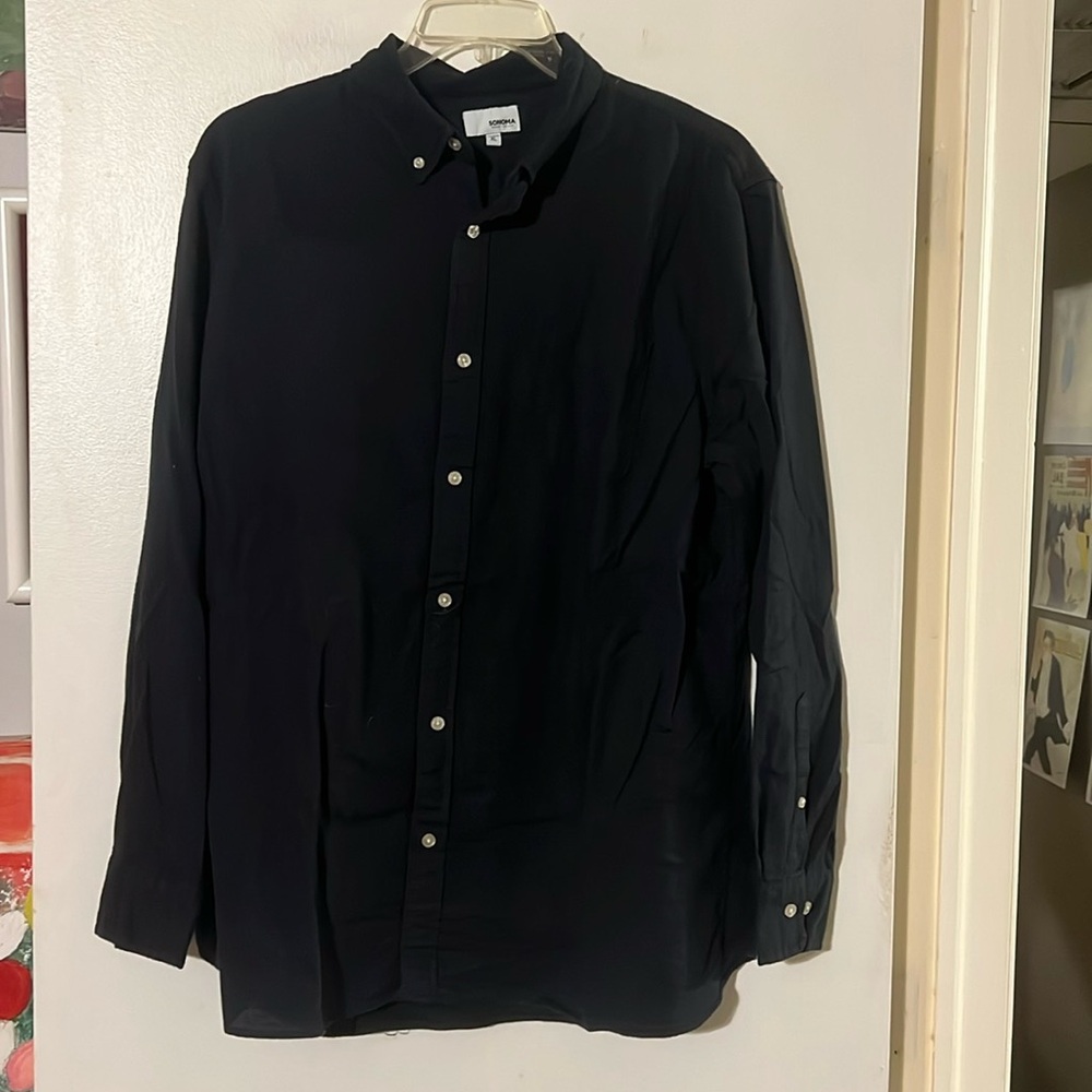 Sonoma mens black casual long sleeve button down collar shirt